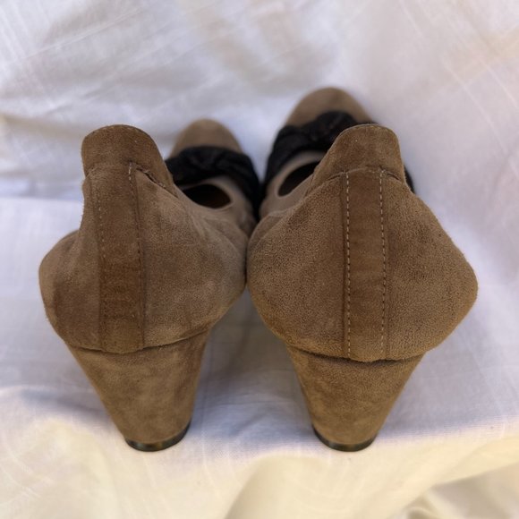 Anyi Lu Handmade In Italy Round Toe Slip On Wedge Shoe Tan/ Black Size 42 - Picture 4 of 7